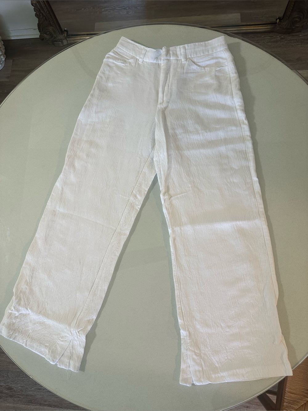 Zara White Linen Blend Wide Leg Pants – Size S
